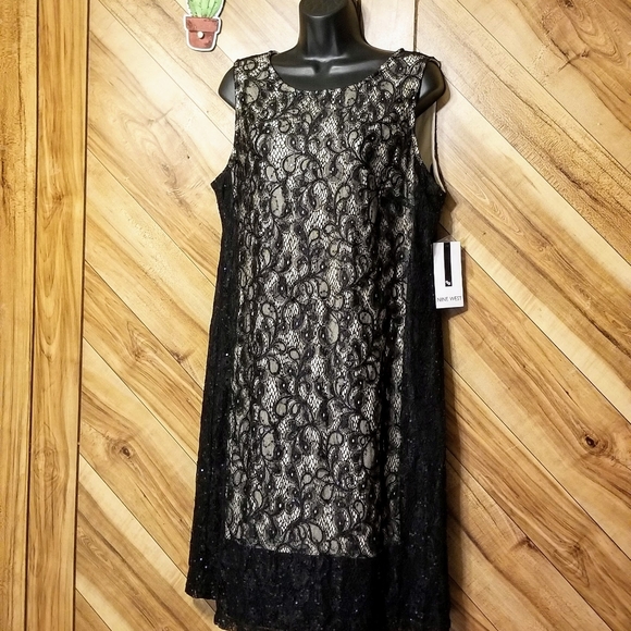 Nine West Sequin Lace Two-Tone Panel Hem - Picture 11 of 12